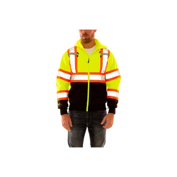 Tingley Tingley Hi Vis Sweatshirt, Detachable Hood, Zipper Closure, 2 Pockets, Fl Lime, XL S78122C.XL - main